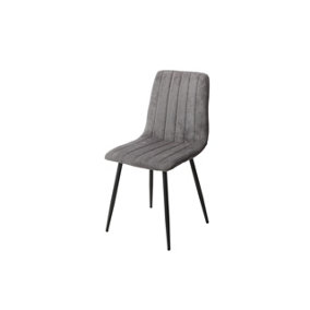 2x Straight Stitch Grey Dining Chair, Black Tapered Legs