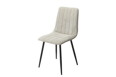 2x Straight Stitch Lt Grey Cord Dining Chair, Black Tapered Legs