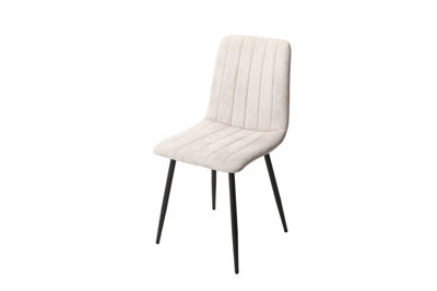 2x Straight Stitch Natural Dining Chair, Black Tapered Legs