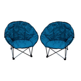 2x Teal Adult Bucket Camping Chair Padded High Back Folding Orca Moon Chair & Bag