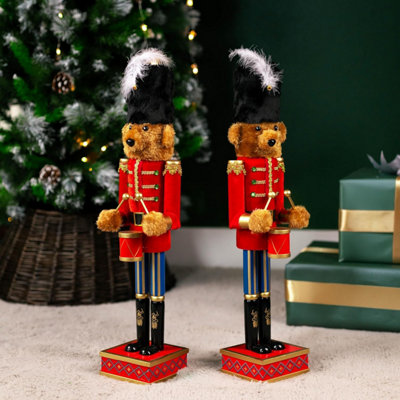 2x Teddy Bear Nutcracker Christmas Decorations