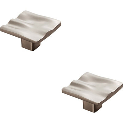 2x Textured Square Plate Cupboard Door Knob 44 x 44mm Satin Nickel Handle Price Comparisons | Compare The Build