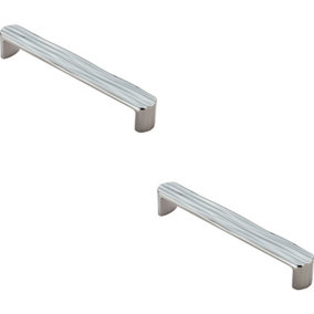 2x Textured Straight D Bar Door Handle 160mm Fixing Centres Polished Chrome
