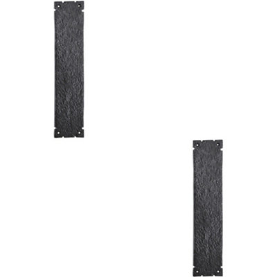 2x Traditional Forged Door Finger Plate 315 x 67mm Black Antique Textured Finish