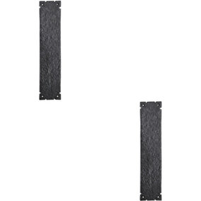 2x Traditional Forged Door Finger Plate 315 x 67mm Black Antique Textured Finish