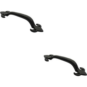2x Traditional Forged Iron Pull Handle 230 x 56mm Black Antique Door Handle