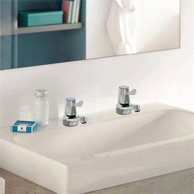 2X Twin Taps Set Hot and Cold Pair Tap Traditional Bath Bathroom Basin Sink