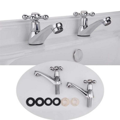 2X Twin Taps Set Hot and Cold Pair Tap Traditional Bath Bathroom