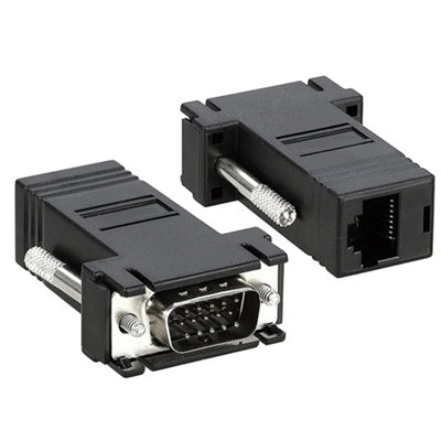 2x VGA Male to Network Adaptor Extend Video over Network Cat5e Ethernet ...