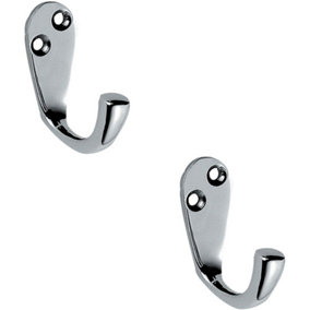 2x Victorian One Piece Single Bathroom Robe Hook 40mm Projection Polished Chrome