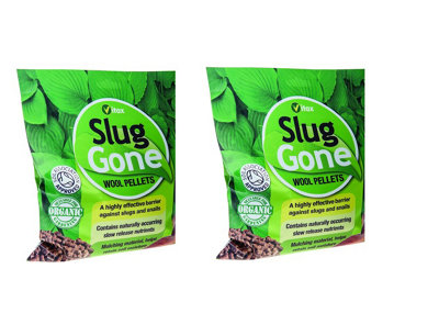 2x Vitax Slug Gone Repellent Wool Pellets Effective Slug Snail Barrier Organic 1L