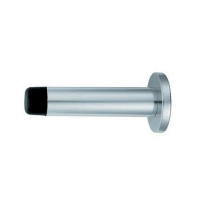 2x Wall Mounted Doorstop Cylinder on Round Rose 72 x 16mm Polished Aluminium