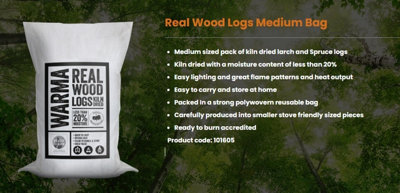 2x Warma Kiln Dried Firewood Logs Wood Burner Real Wood Softwood Logs 10-12kg Sack - 4