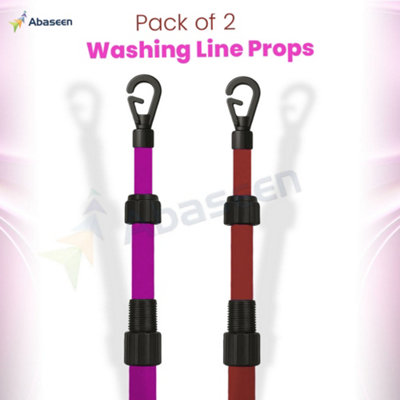 2x Washing Line Props Set, Clothes Line Support Poles, Heavy Duty Line Props