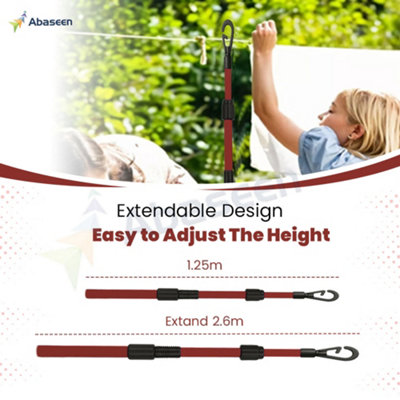2x Washing Line Props Set, Clothes Line Support Poles, Heavy Duty Line Props