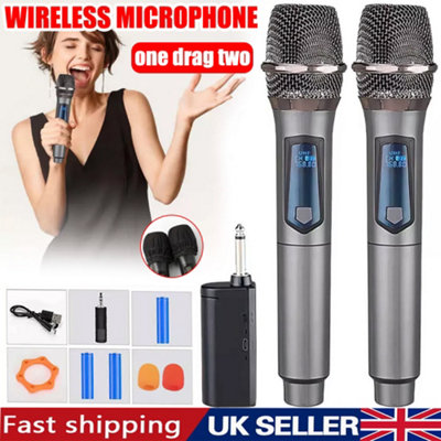 2x Wireless Microphone UHF Professional Handheld Mic System Receiver for Karaoke