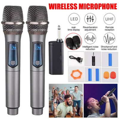 2x Wireless Microphone UHF Professional Handheld Mic System Receiver for Karaoke