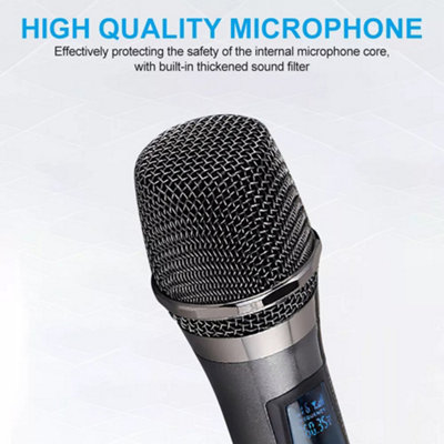 2x Wireless Microphone UHF Professional Handheld Mic System Receiver for Karaoke