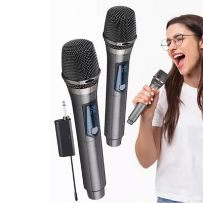 2x Wireless Microphone UHF Professional Handheld Mic System Receiver for Karaoke