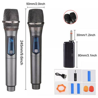2x Wireless Microphone UHF Professional Handheld Mic System Receiver for Karaoke