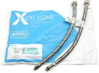 2x WRAS Approved M10 (10mm) x 1/2 BSP (300mm) Flexible Tap Connector ...