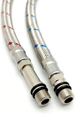 2x WRAS Approved M10 (10mm) x 1/2 BSP (300mm) Flexible Tap Connector ...