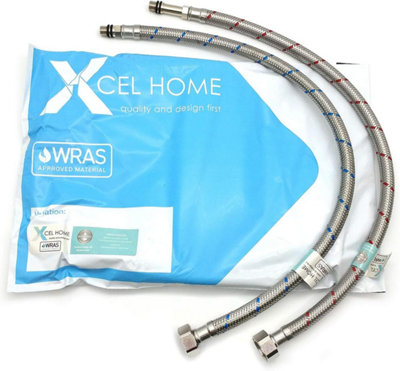 2x WRAS Approved M10 (10mm) x 1/2 BSP (500mm) Flexible Tap Connector ...
