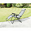 2x Zero Gravity Reclining Garden Chairs With Cup And Phone Holder, Outdoor Folding Sun loungers - Grey