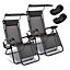 2x Zero Gravity Sun Loungers With Canopy & Drinks Holders