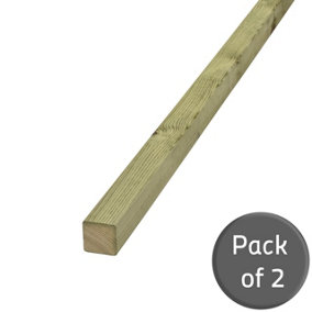 2x2 Inch Sawn Timber 44x44mm (L)1200mm- Pack of 2