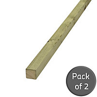 2x2 Inch Sawn Timber 44x44mm (L)1500mm- Pack of 2