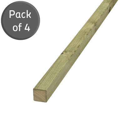 2x2 Inch Sawn Timber 44x44mm (L)1800mm- Pack of 4