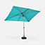 2x3m centre pole parasol - adjustable aluminium central mast and crank handle opening - Touquet - Turquoise