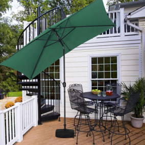 2x3M Garden Rectangular Parasol Umbrella Patio Sun Shade Crank Tilt with Square Base, Dark Green