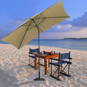 2x3M Large Garden Rectangular Parasol Outdoor Beach Umbrella Patio Sun Shade Crank Tilt No Base, Khaki