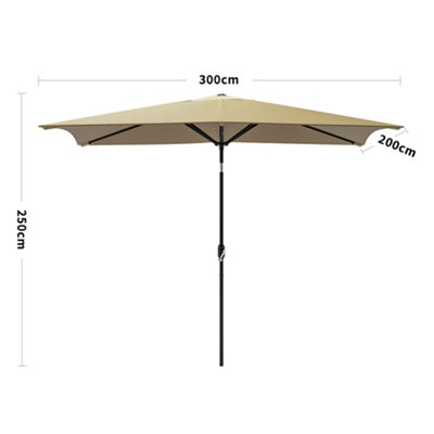 Shop 2x3M Large Garden Rectangular Parasol Outdoor Beach