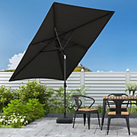 2x3M Outdoor Garden Rectangular Parasol Umbrella Patio Sun Shade Crank Tilt with Square Base, Black