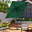 2x3M Parasol Umbrella Patio Sun Shade Crank Tilt with Round Base, Dark Green