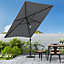 2x3M Parasol Umbrella Patio Sun Shade Crank Tilt with Round Base, Dark Grey