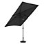 2x3M Parasol Umbrella Patio Sun Shade Crank Tilt with Round Resin Base, Black