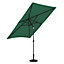 2x3M Parasol Umbrella Patio Sun Shade Crank Tilt with Round Resin Base, Dark Green