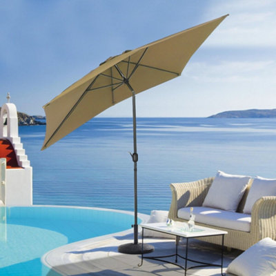 2x3M Parasol Umbrella Patio Sun Shade Crank Tilt with Round Resin Base ...