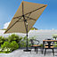 2x3M Parasol Umbrella Patio Sun Shade Crank Tilt with Round Resin Base, Taupe