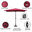 2x3M Parasol Umbrella Patio Sun Shade Crank Tilt with Round Resin Base, Wine Red
