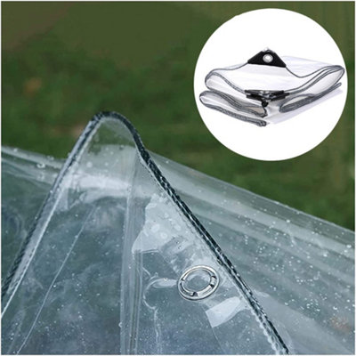2x4m Clear Heavy Duty Tarpaulin Waterproof with Eyelets Outdoor ...