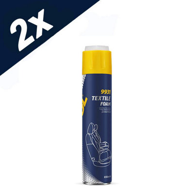 2x650ml MANNOL Interior Car Seat Upholstery & Carpet Dry Foam Cleaner with Brush - 3