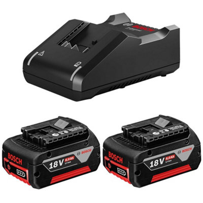 2xBosch 18v 6.0Ah Batteries Li-ion Cordless 6ah Coolpack & GAL18V40 Fast Charger
