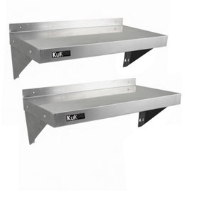2xKuKoo Commercial Stainless Steel Shelves Kitchen Wall Shelf Catering Corrosion Resistant & Free Microfiber Cloths 1400mmx300mm