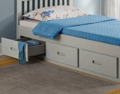 Mission white wooden storage deals bed frame