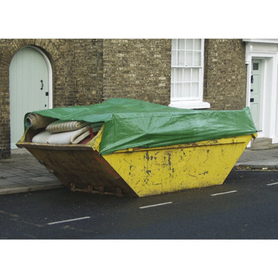 3.05m x 3.66m Green Tarpaulin - Mould and Mildew Proof - Waterproof Skip Cover Sheet - 4